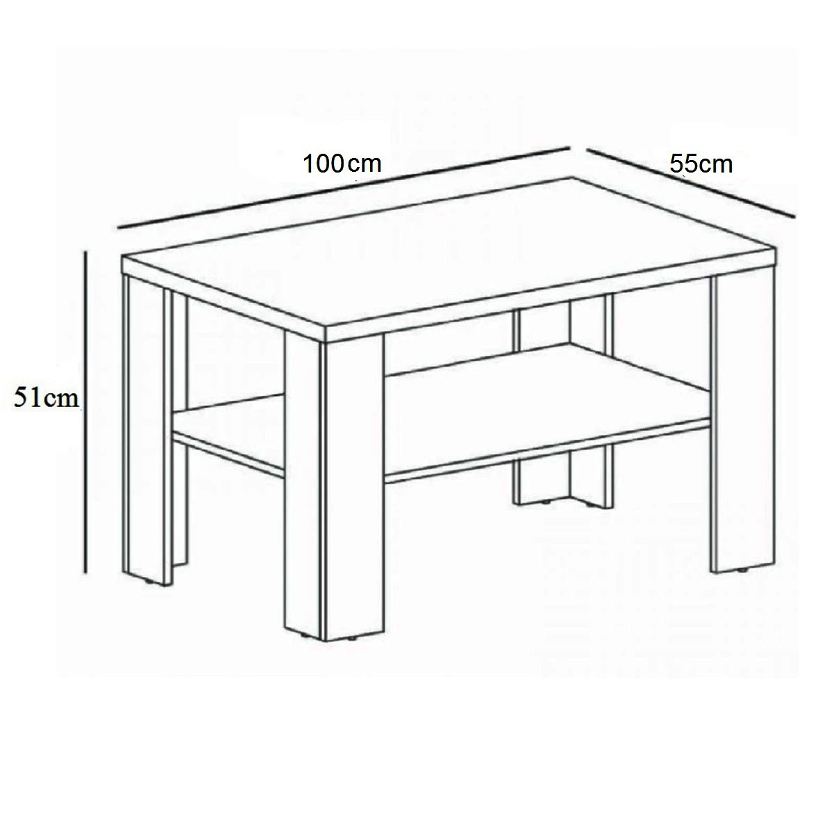 Klub sto Mati III 1 polica 100x55x51 cm natur (sonoma hrast)