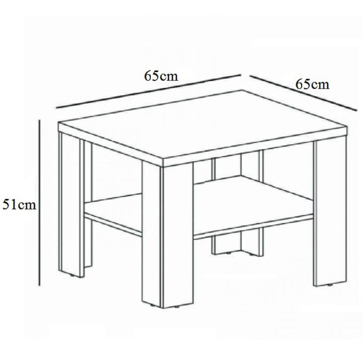 Klub sto Mati II 1 polica 60x60x51 cm natur (sonoma hrast)