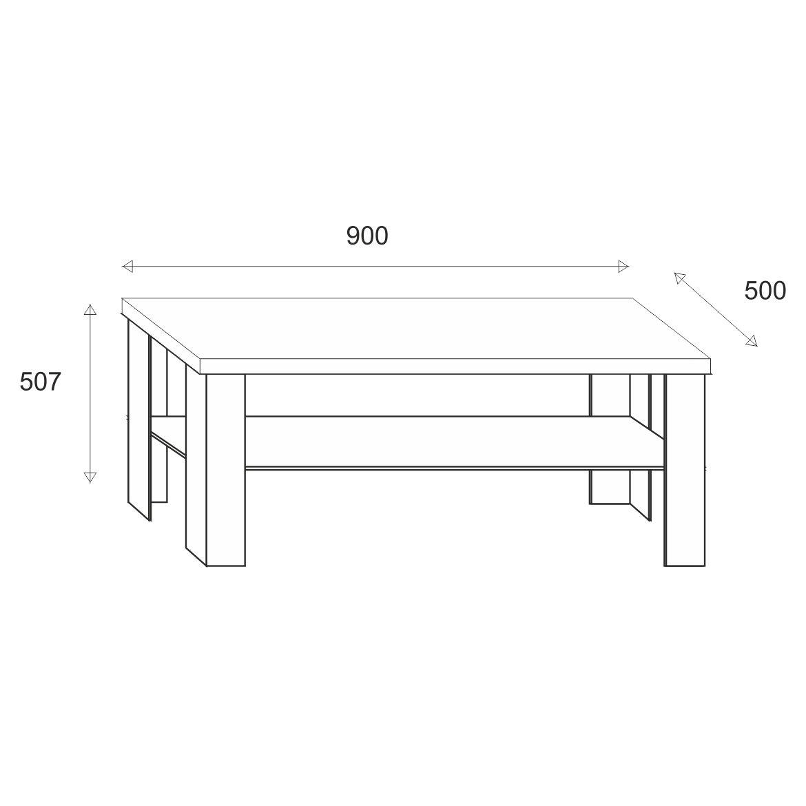 Klub sto Olga 1 polica 90x50x50,7 cm natur (sonoma hrast)