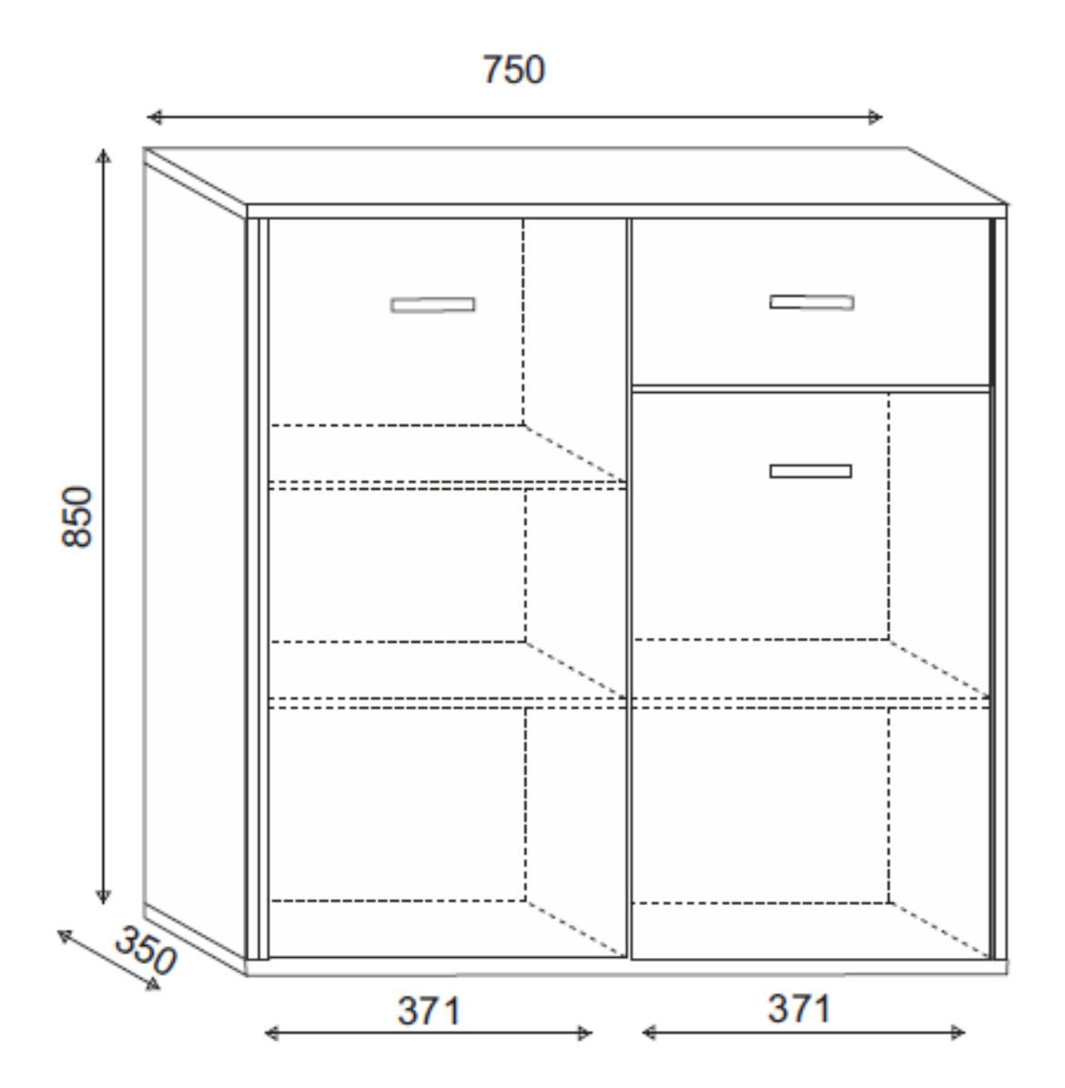 Jacob I komoda 2 vrata + 1 fioka 75x33x85 beton/bela