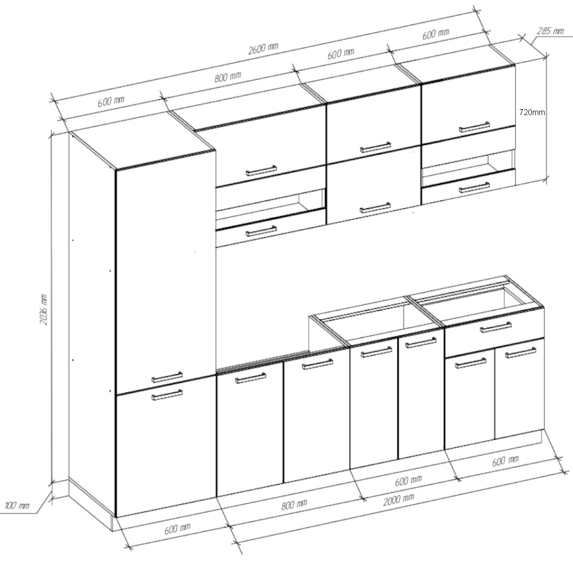 Blok kuhinja Sofia MDF 260 zlatni craft hrast