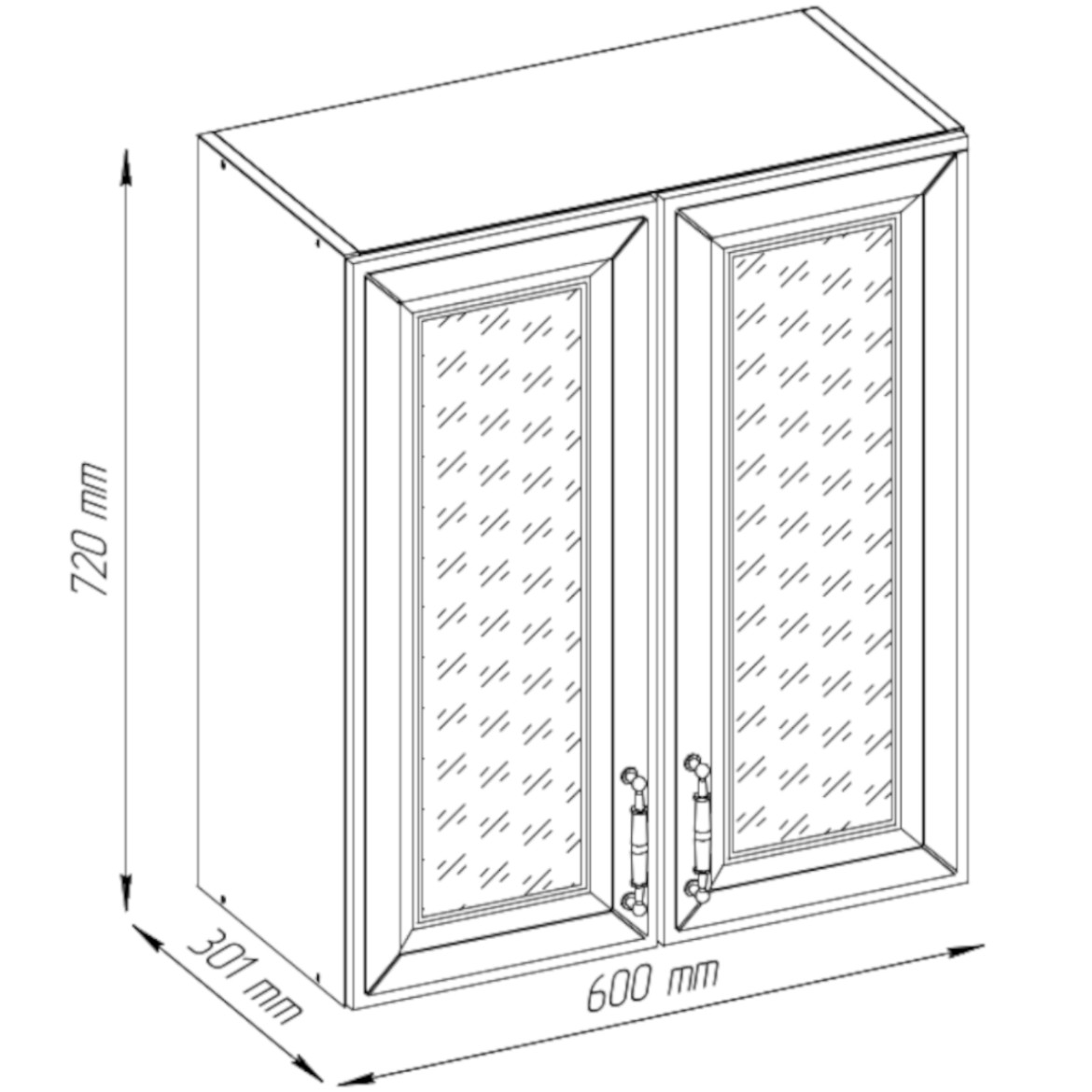 Kuhinjski element Patricia gornji 2 vrata staklo 60cm bela