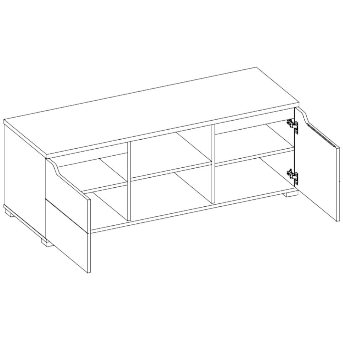 Vincent TV komoda 2 vrata + 2 otvora 130x45x45 cm natur/belo