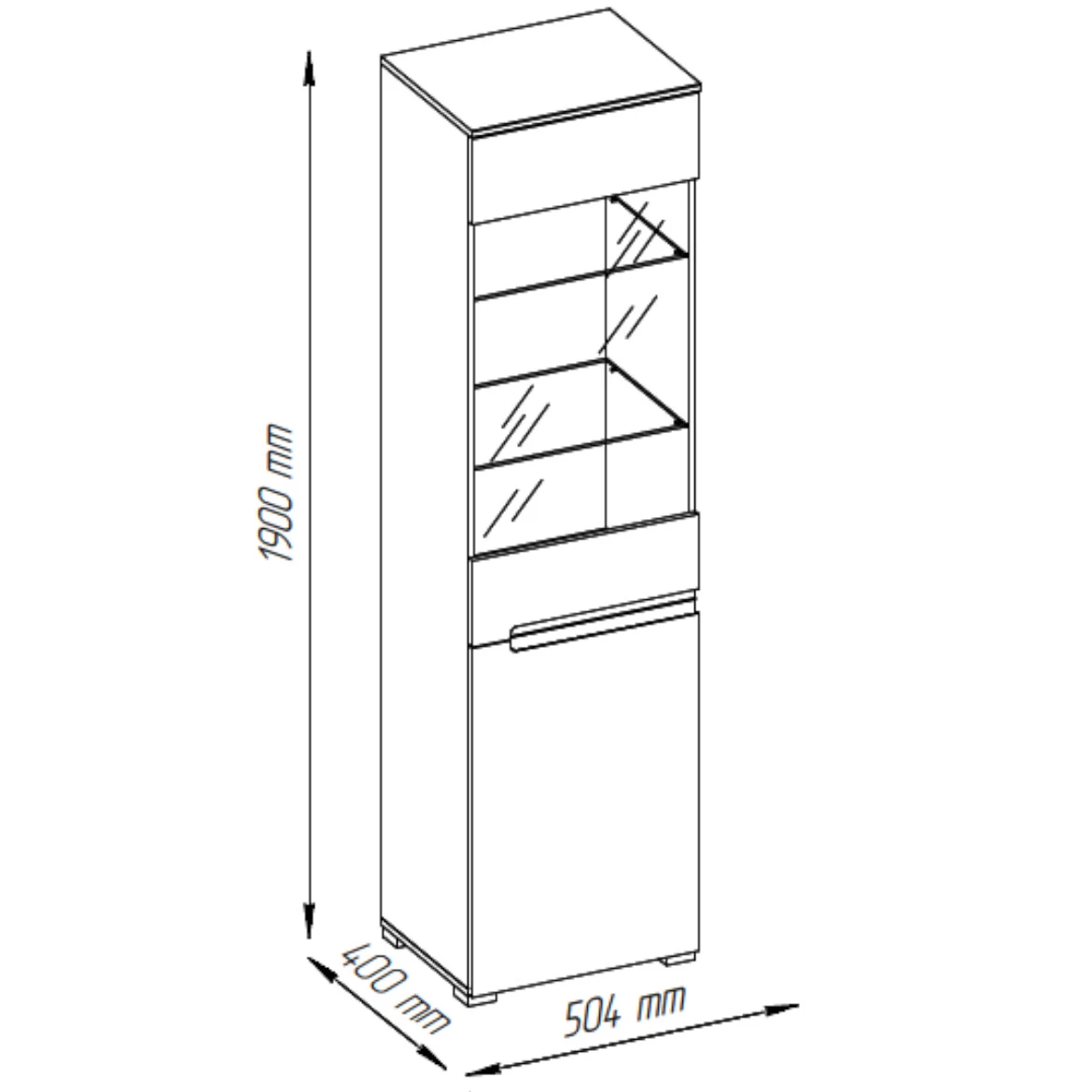 Hill vitrina 2 vrata 50x40x190 bela