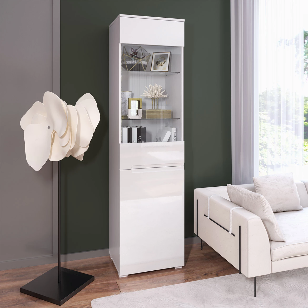 Hill vitrina 2 vrata 50x40x190 bela