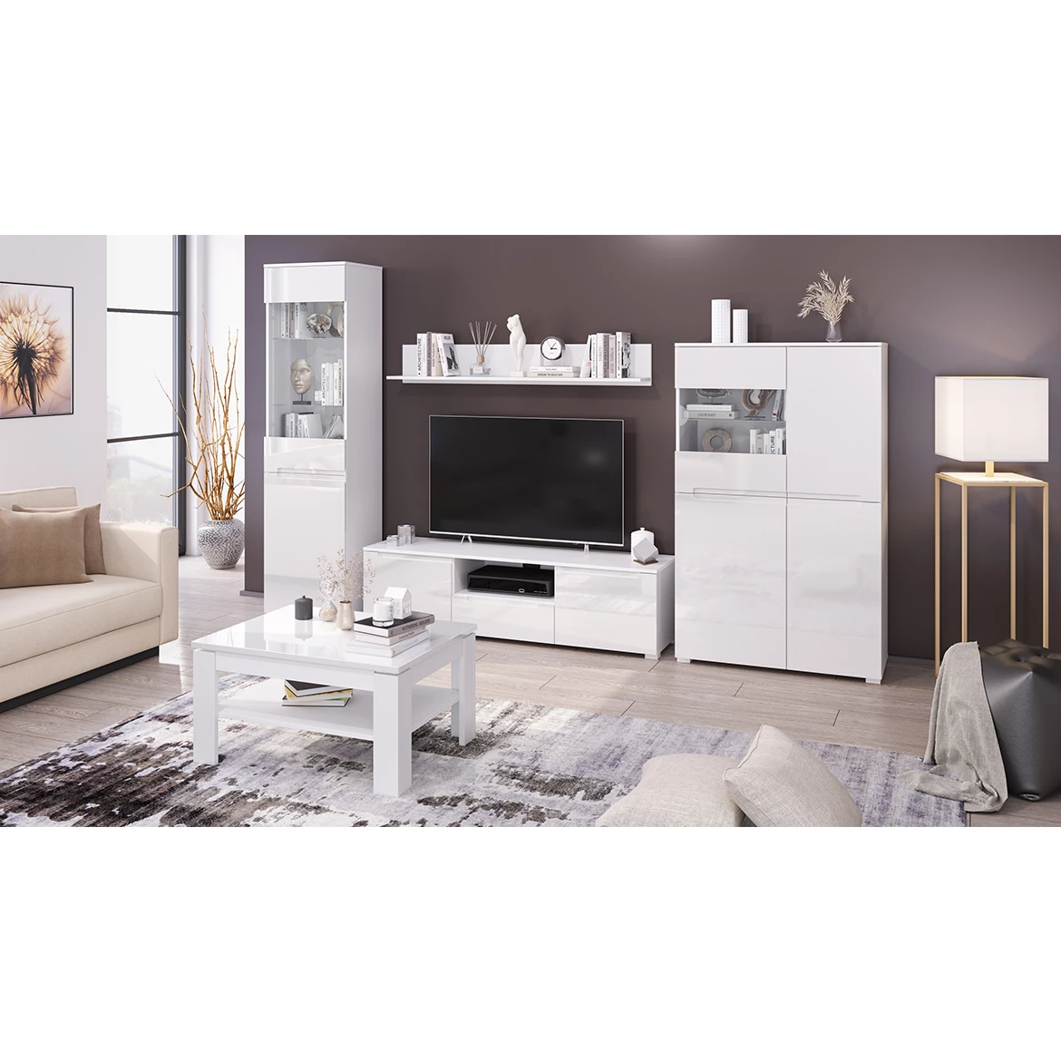 Hill vitrina 2 vrata 50x40x190 bela