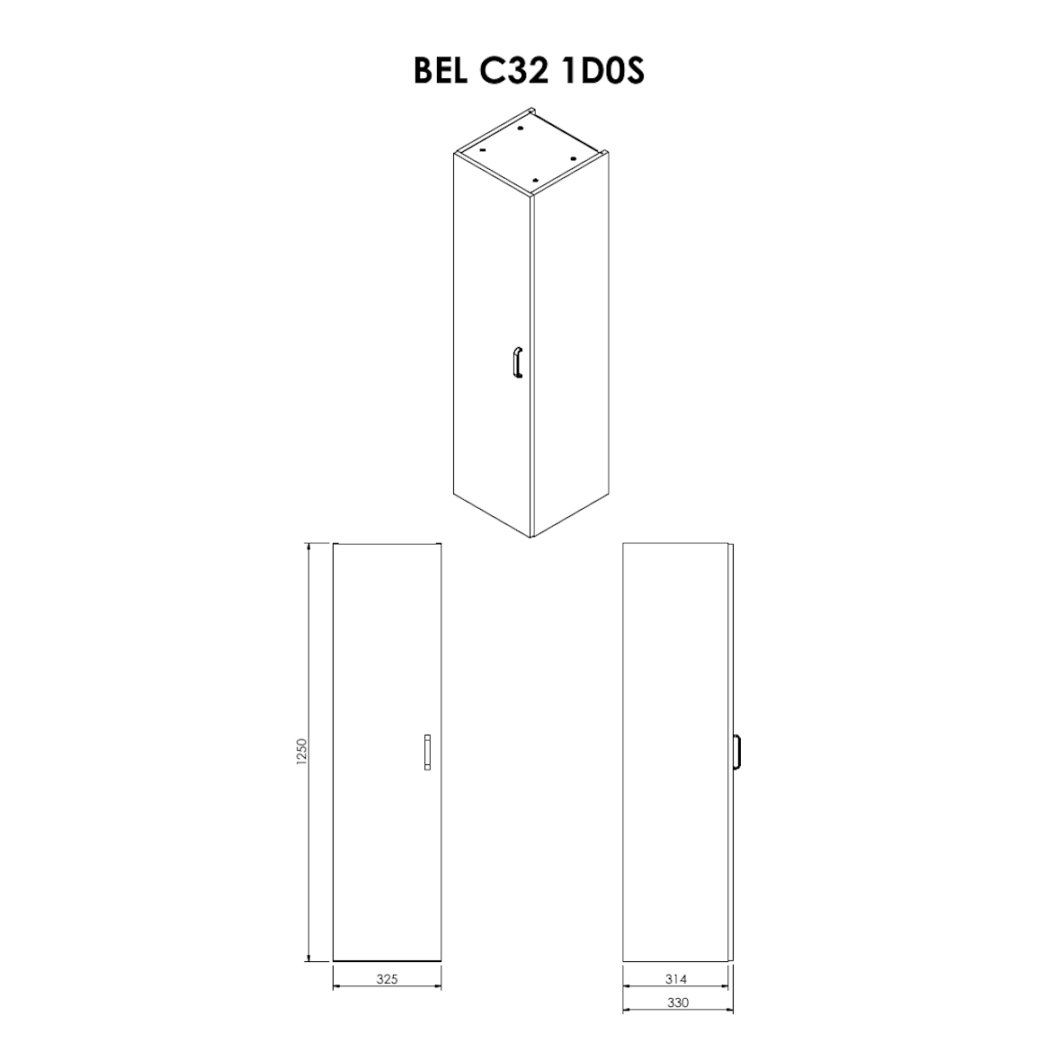 Bel ormaric 1 vrata 32,6x33,5x125,5 cm beli