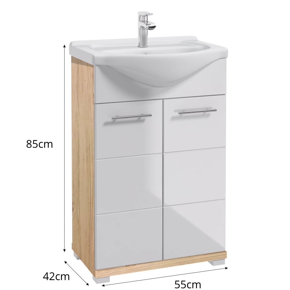 Bari baza za umivaonik 2 vrata sonoma/bela