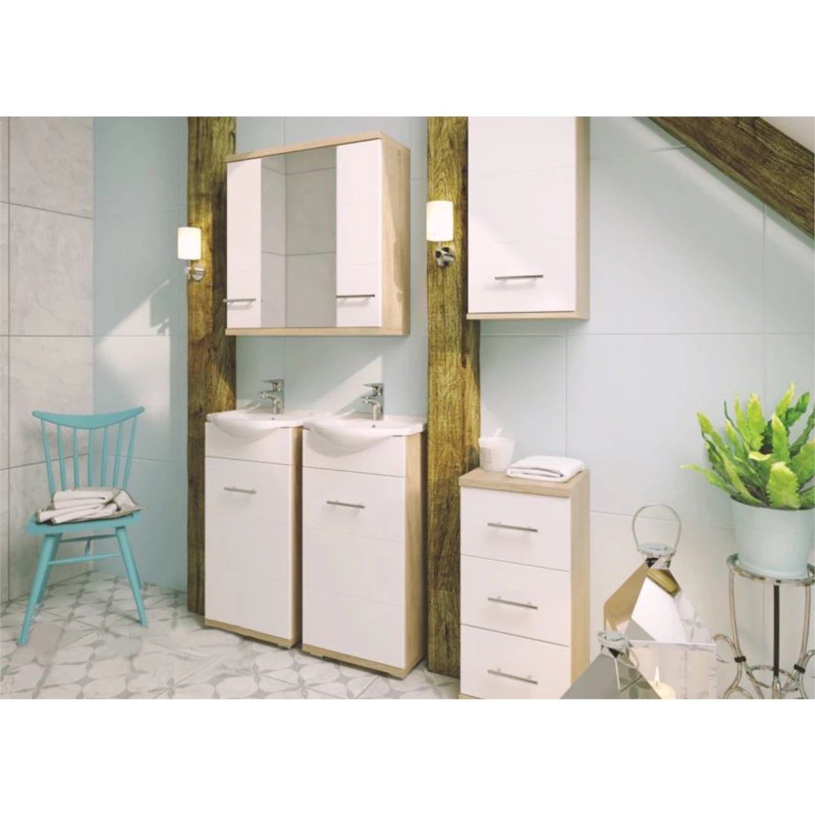 Bari baza za umivaonik 2 vrata sonoma/bela