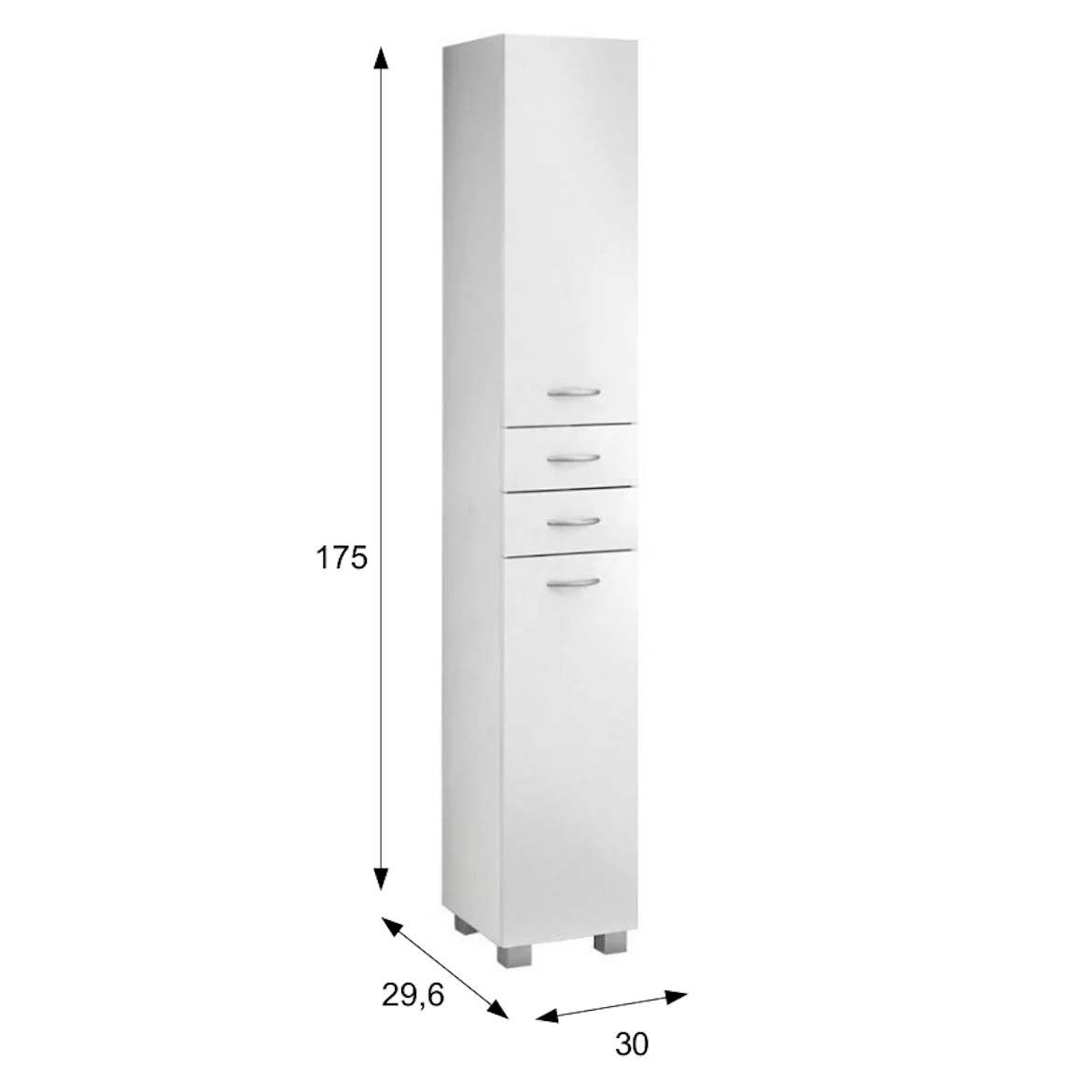 Pik ormaric 2 vrata + 2 fioke 30x29,6x175 cm beli