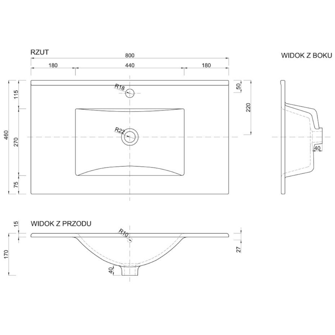 Plan 80 umivaonik 80x46x17 cm