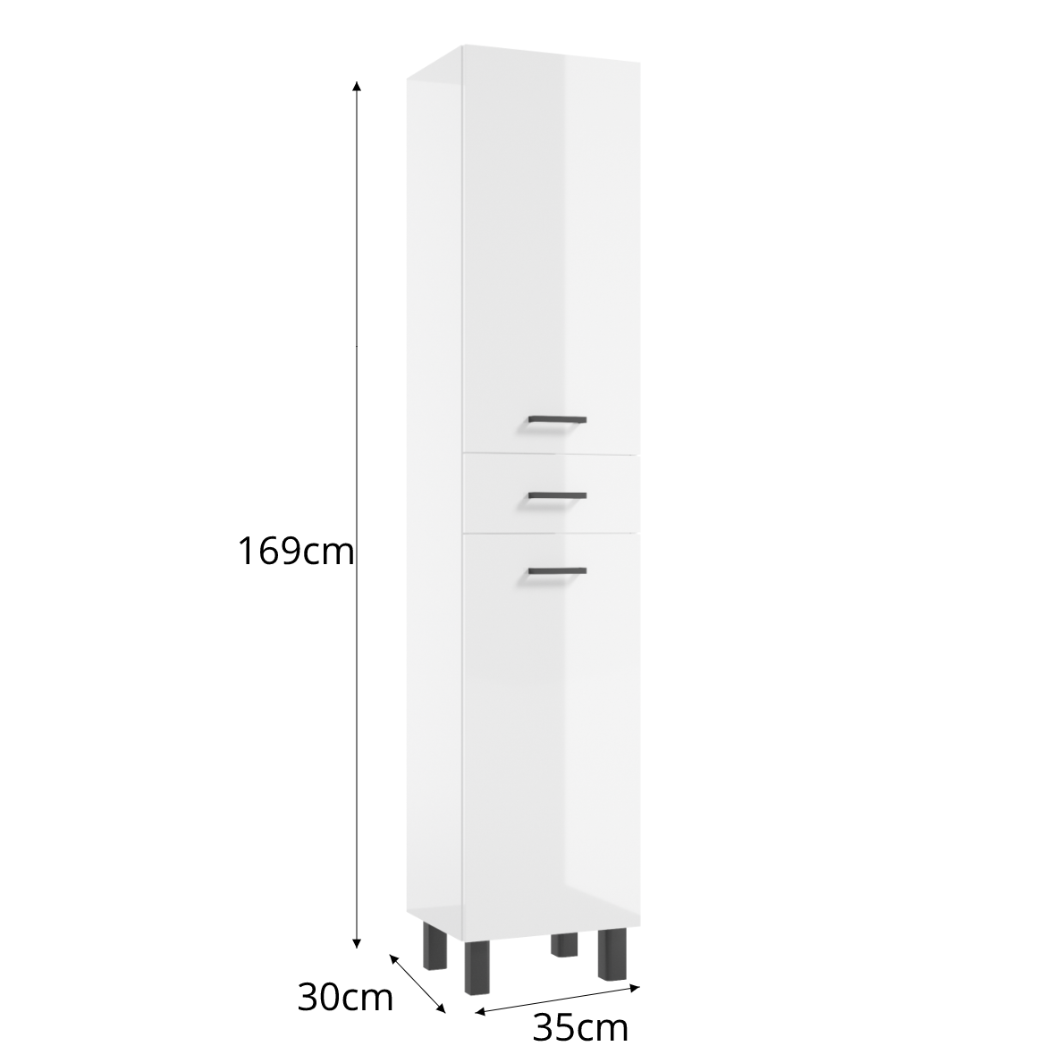 Novelty kupatilski ormaric 2 vrata+1 fioka 35x30x169x cm beli