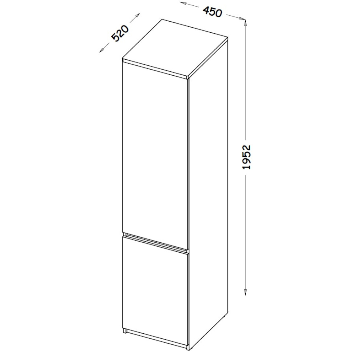 Ormar Arca 2 vrata 45x52x195,2 hrast wotan/ bela