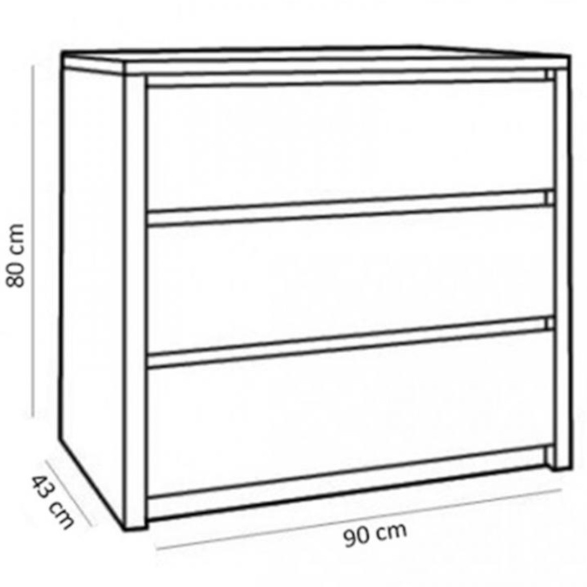 Montana komoda 3 fioke 90x43x80 cm sivi hrast