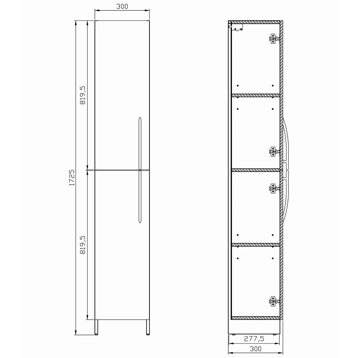 Arsen visoki ormaric 2 vrata 30x30x172,5 cm beli