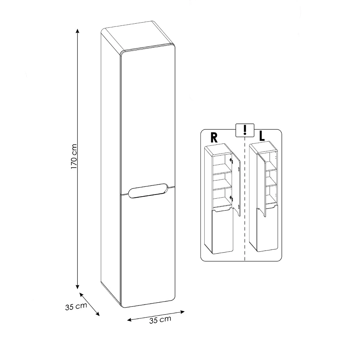 Aruba viseci ormar 2 vrata 35x35x170 cm beli