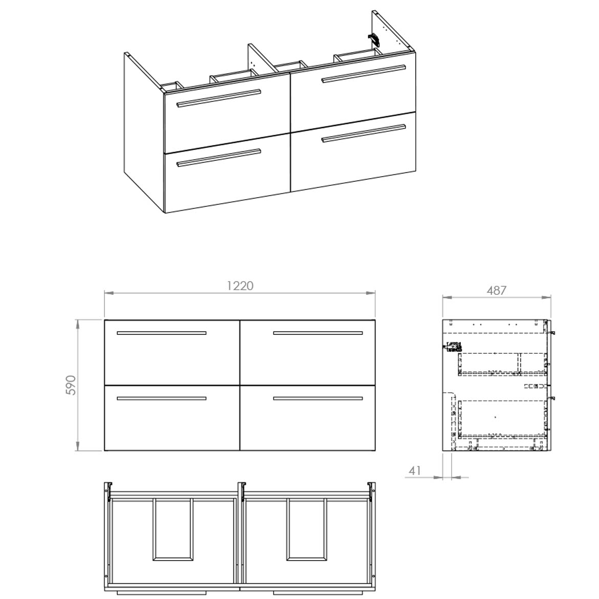 Royal ormaric ispod umivaonika 4 ladice 122x42,6x59 cm bijeli