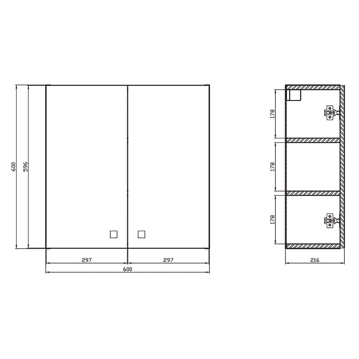 Rubid viseci ormaric 2 vrata 60x21,6x60 cm sivi