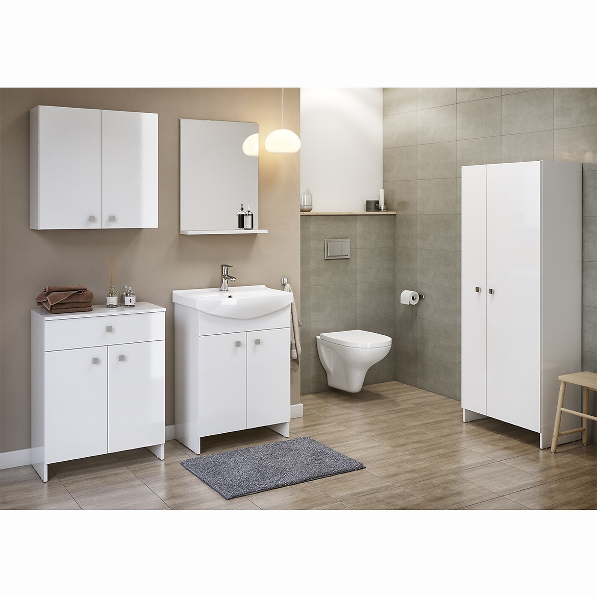 Rubid ormar 2 vrata + fioka 60x30x79 cm beli