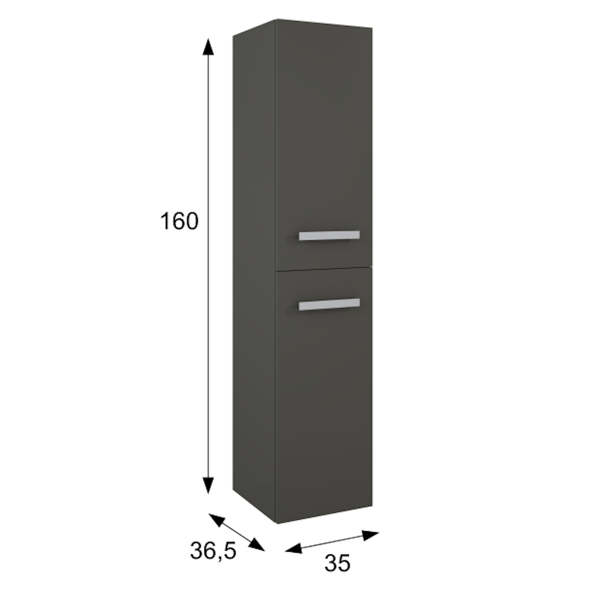 Pearl kupatilski ormaric 2 vrata 36,5x35x160 cm tamno sivi