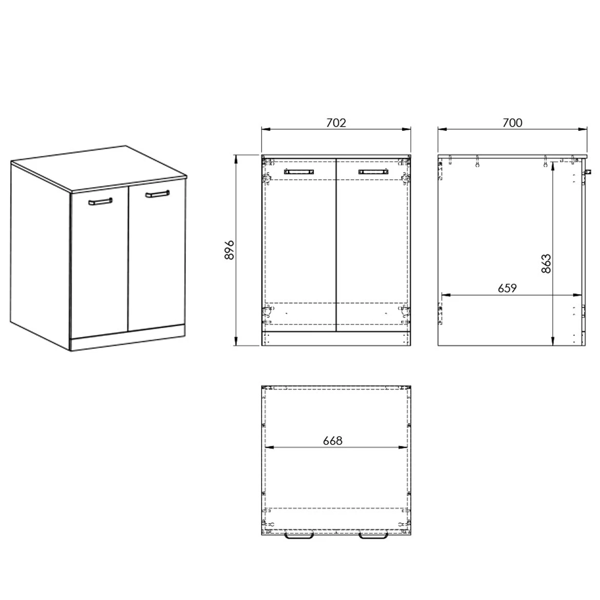 Uno 70 ormaric za veš mašinu 2 vrata 70,2x70x89,6 cm beli