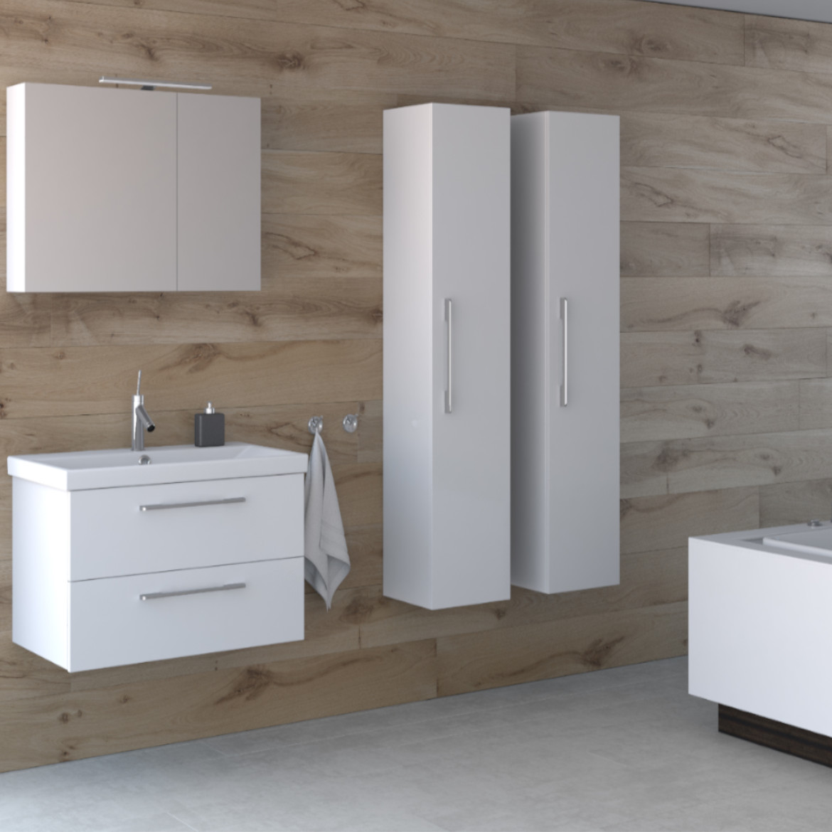 Point viseci ormaric 1 vrata 33x30x150 cm beli