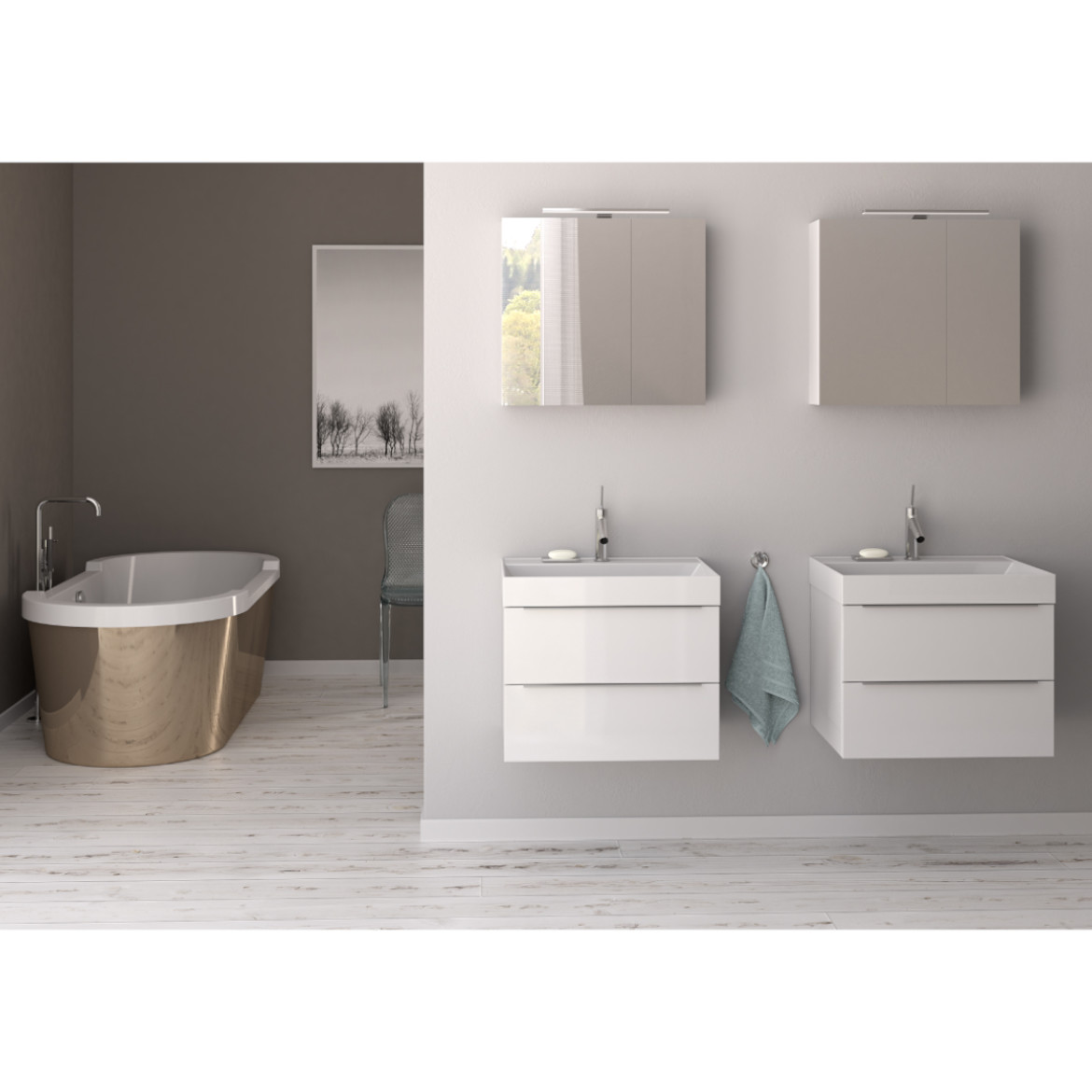 Malaga viseci ormaric s ogledalom 2 vrata 60x19,8x55 cm