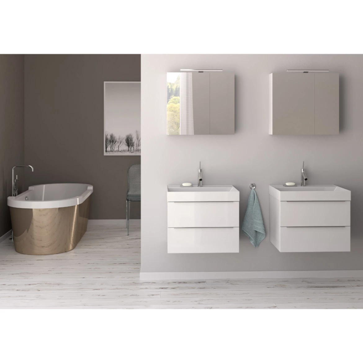 Malaga viseci ormaric s ogledalom 2 vrata 60x19,8x55 cm