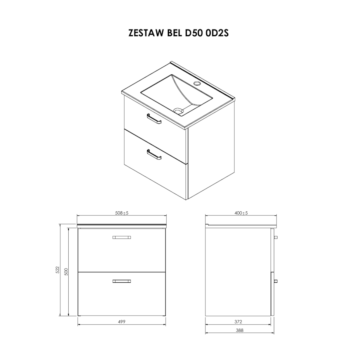 Bel D50 kupatilski set 50x39,3x50,5 cm bela