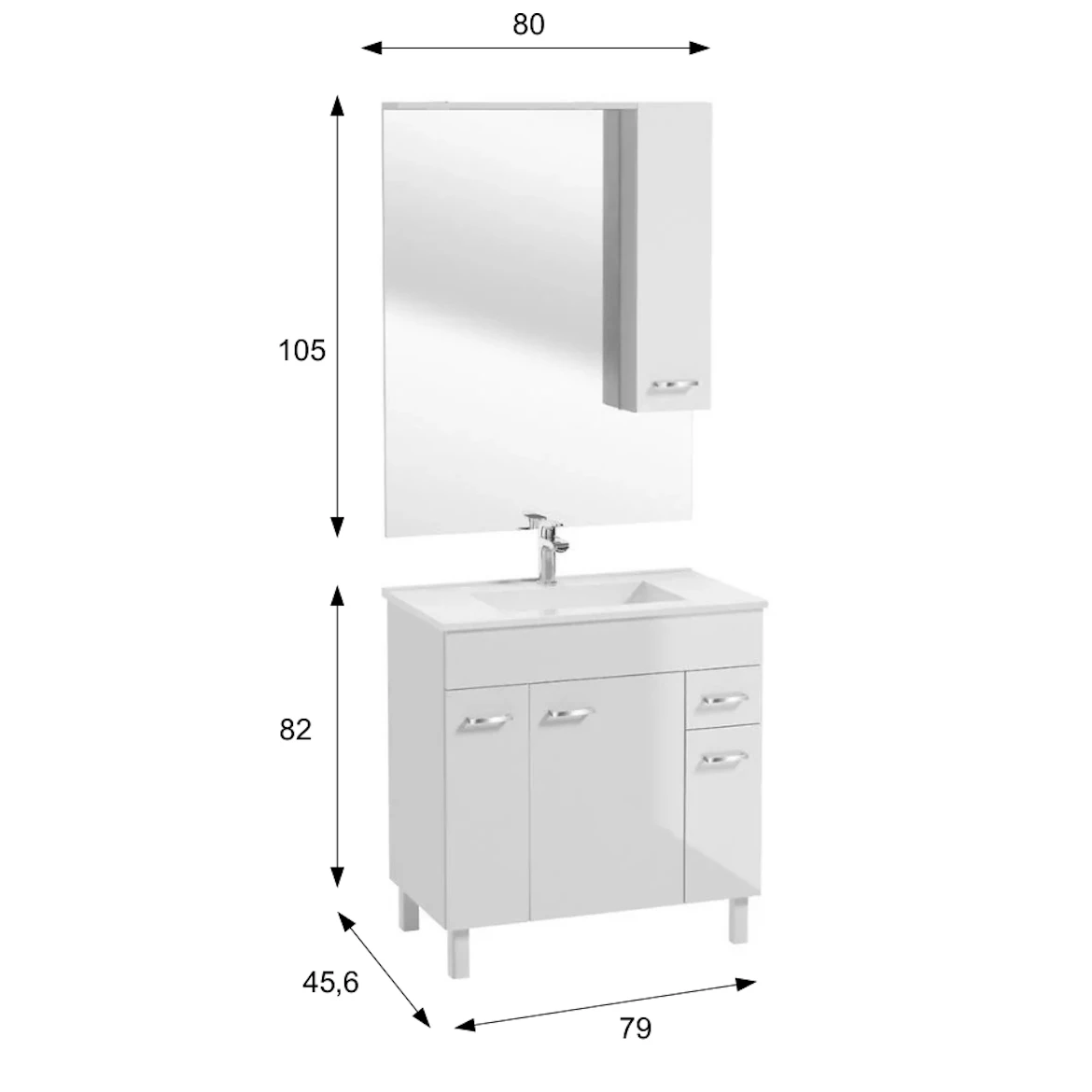Catania set D80 ormaric s umivaonikom 79x45,6x82 cm beli