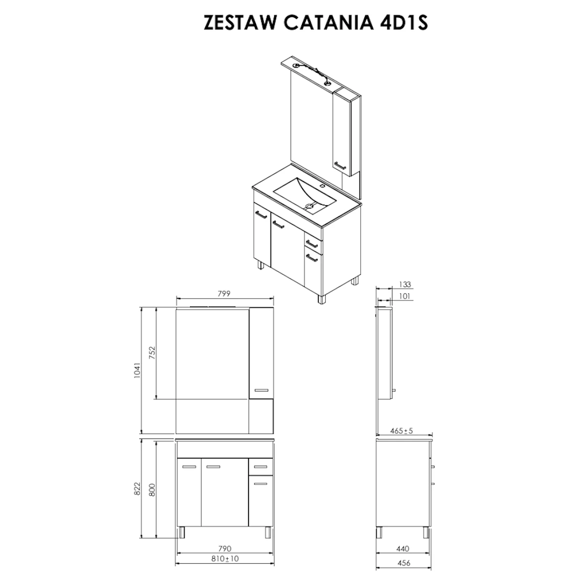 Catania set D80 ormaric s umivaonikom 79x45,6x82 cm beli
