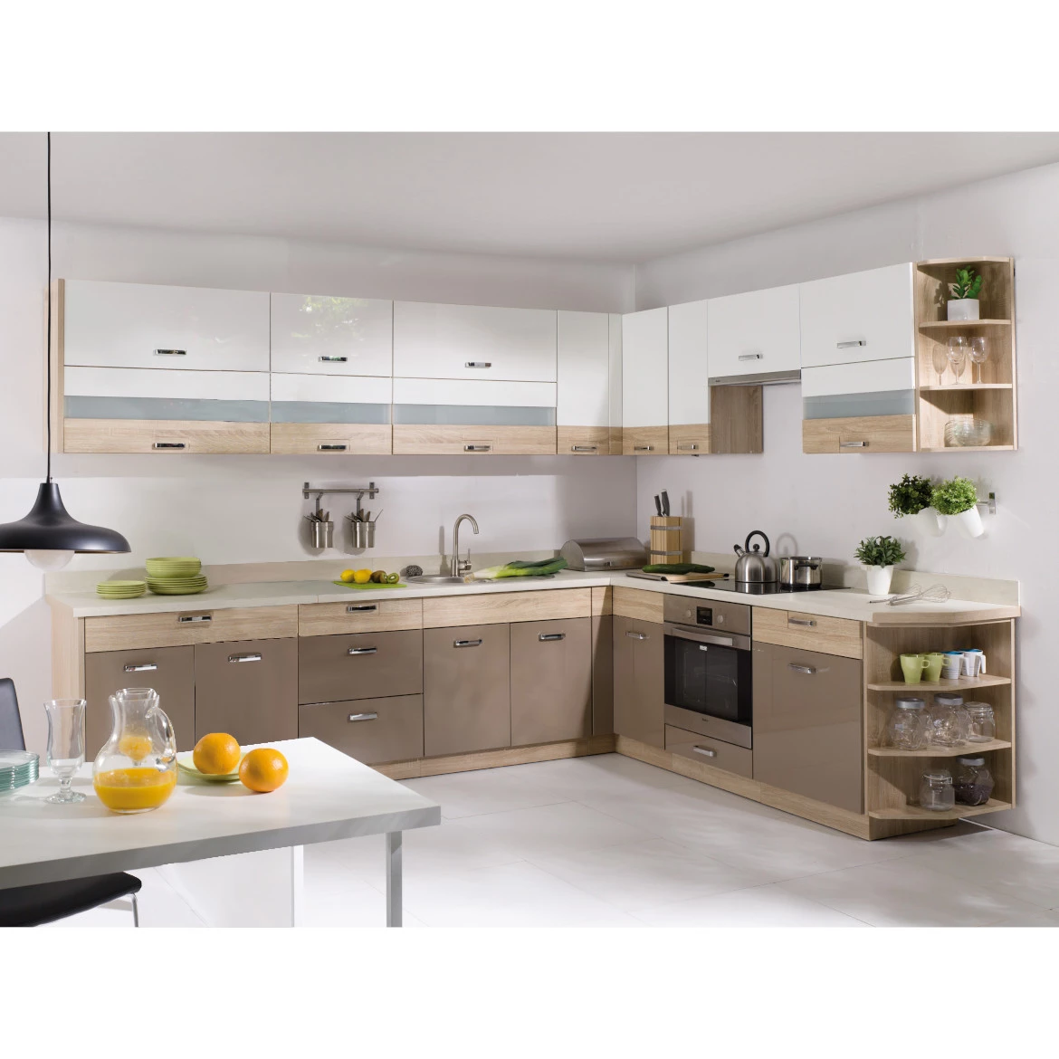 Kuhinjski element Premio 9D sonoma/bela/cappuccino sjaj