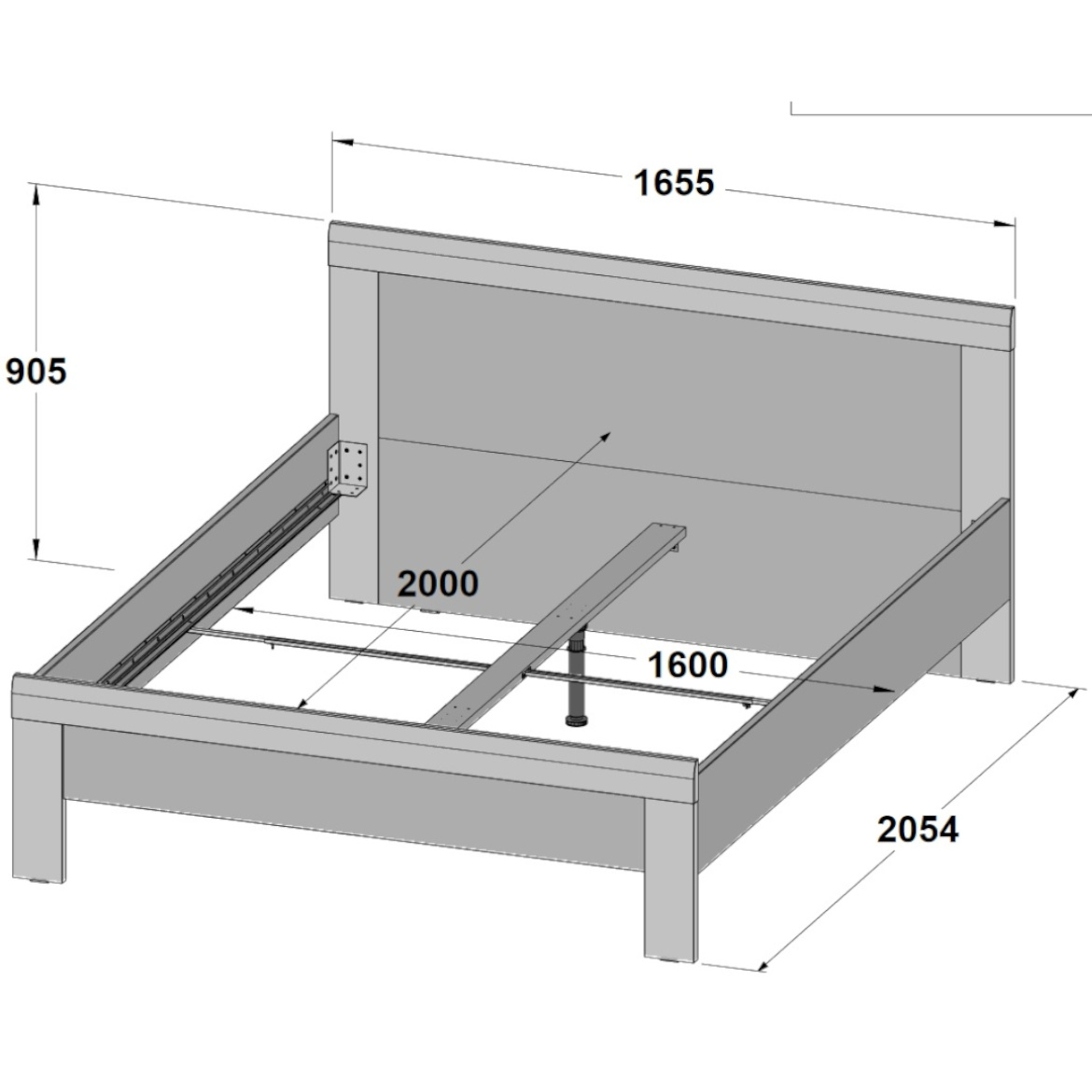 Julietta krevet bez podnice 167x206x80 cm beton