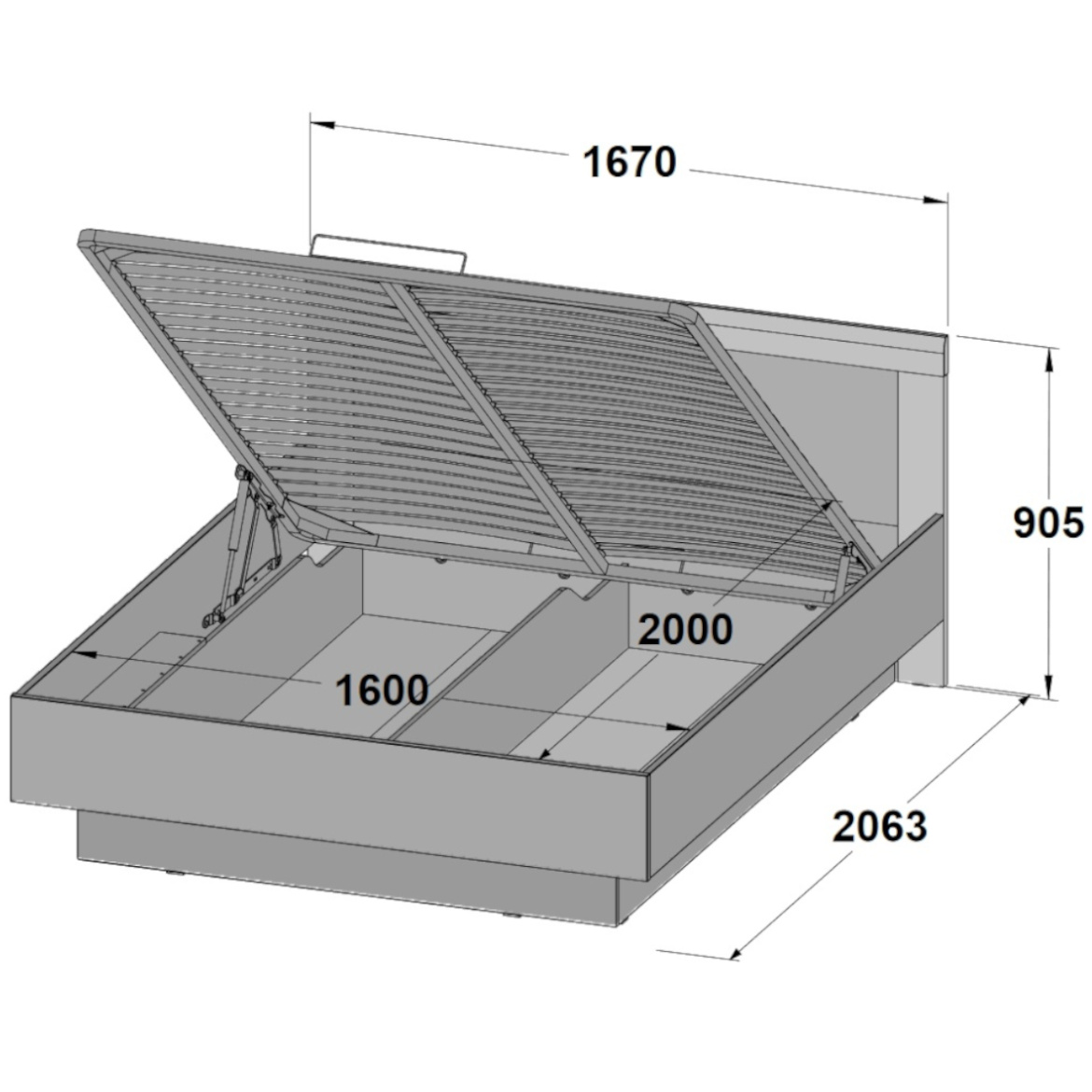 Julietta krevet sa podnicom 167x206x80 cm beton