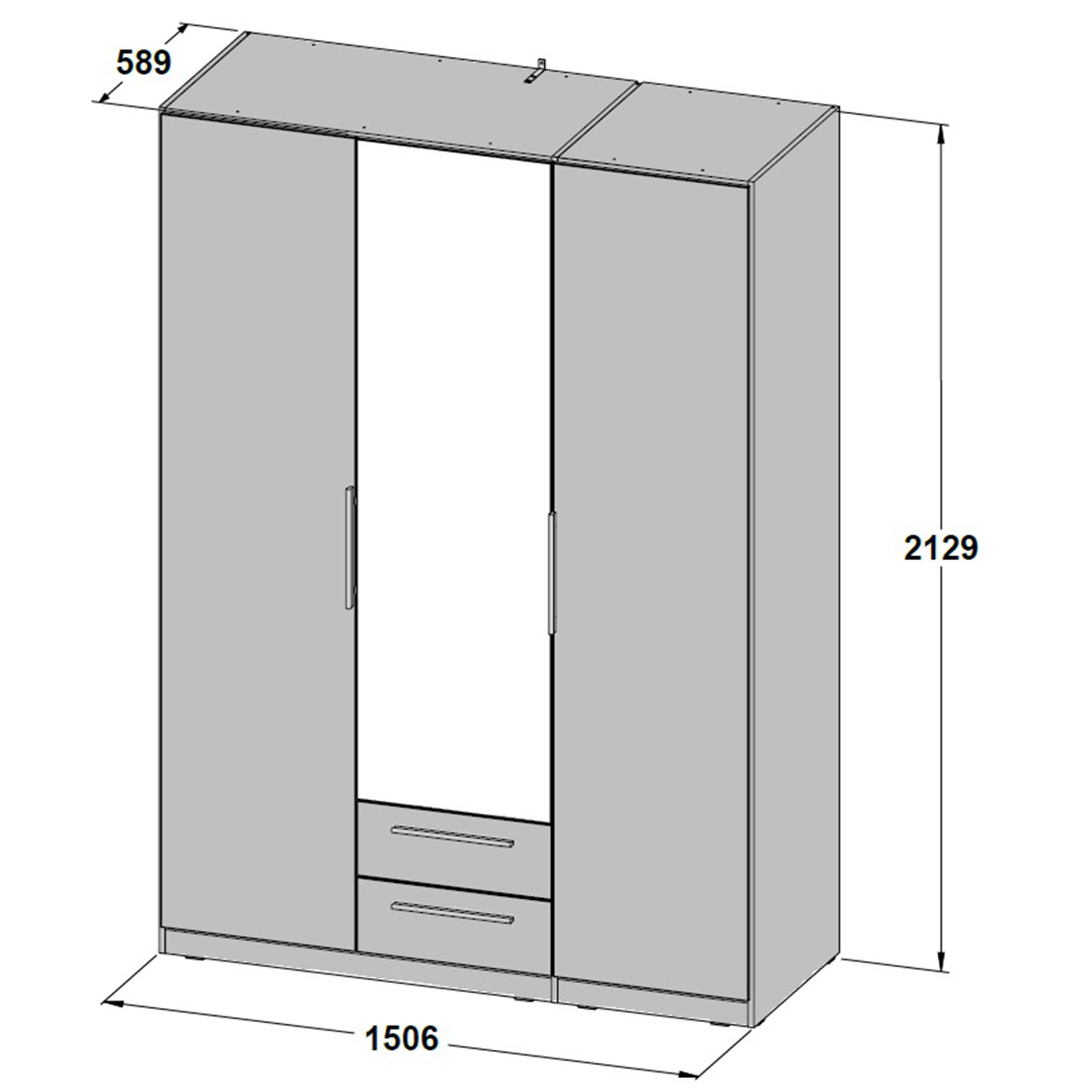 Ormar Cadixo 3 vrata + 2 fioke 150,5x59x213 sonoma