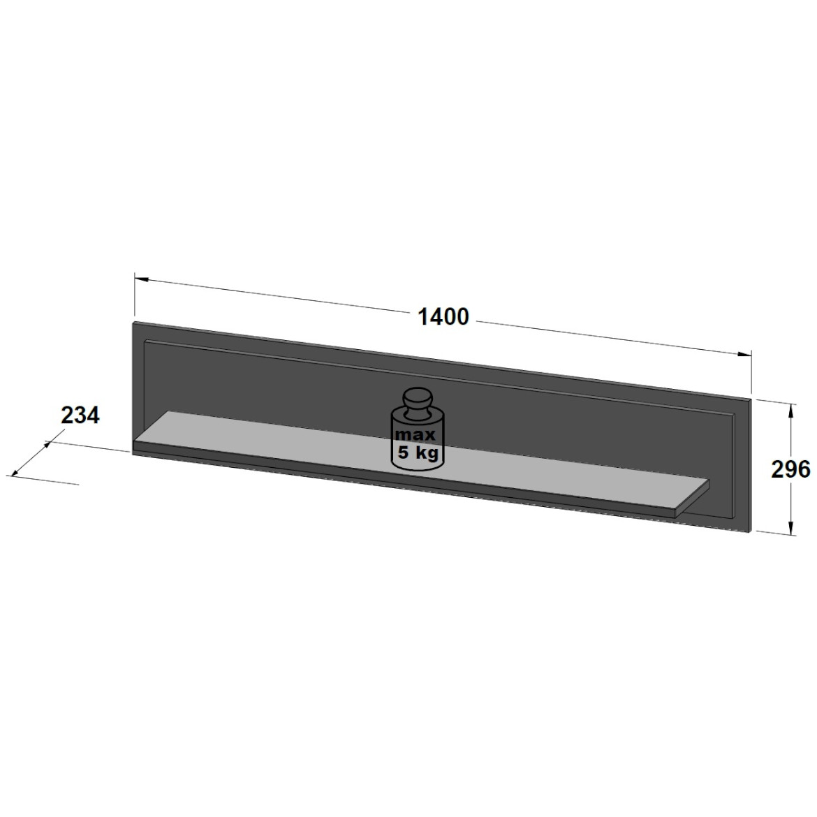 Trondheim zidna polica 140x23,4x29,6  natur (artisan hrast)