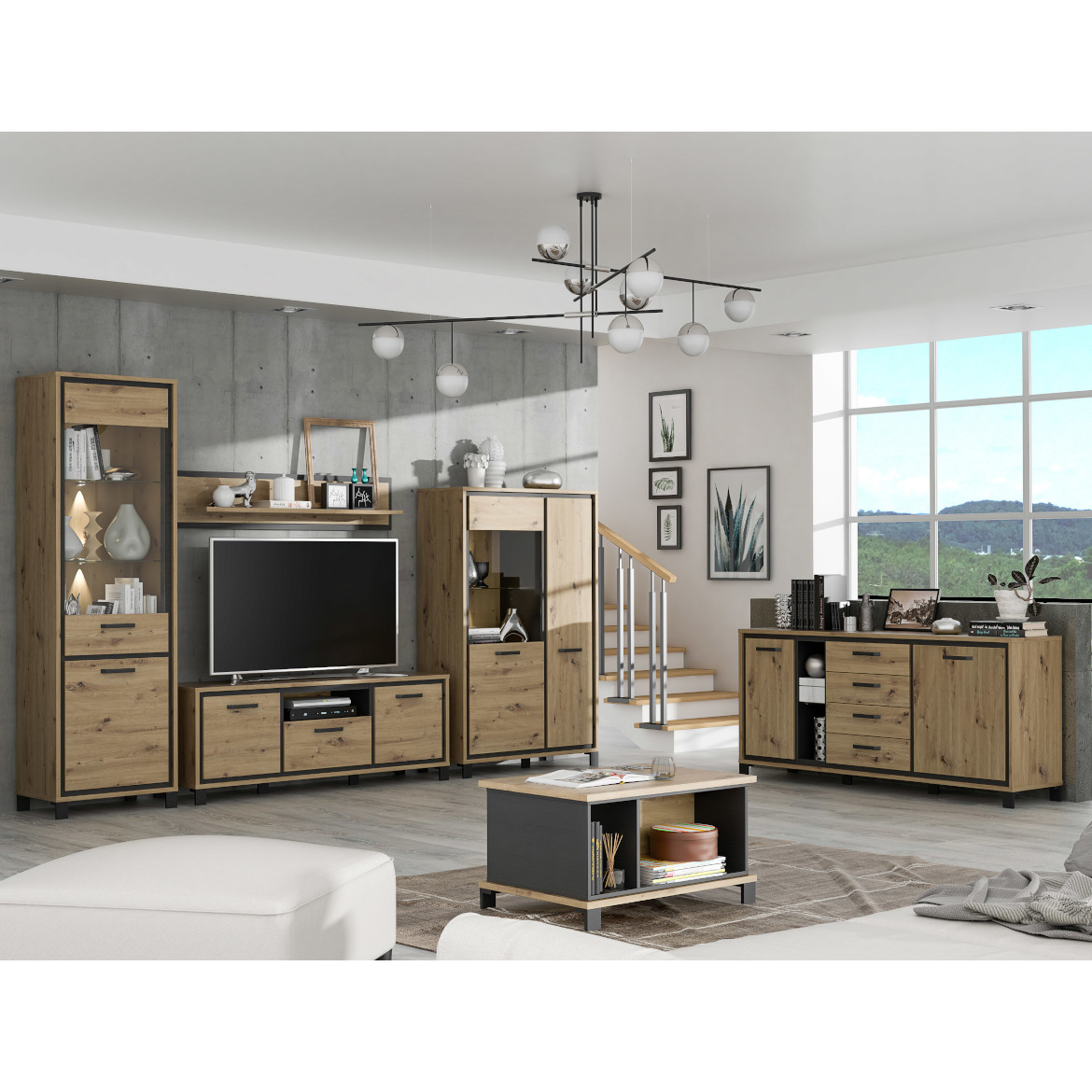 Trondheim zidna polica 140x23,4x29,6  natur (artisan hrast)