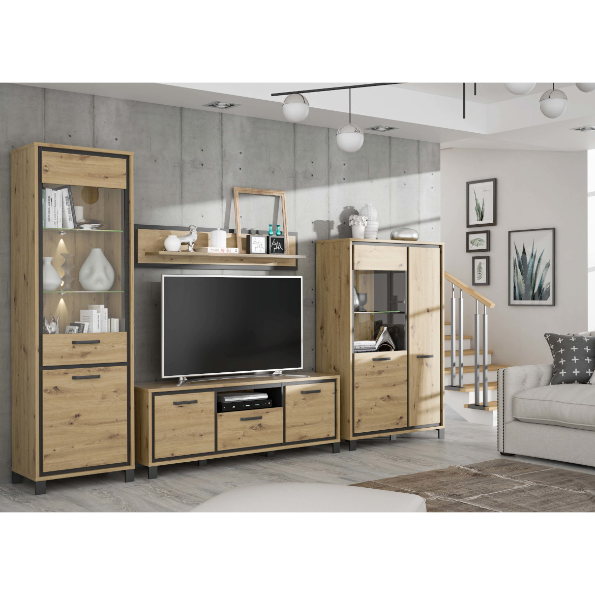 Trondheim zidna polica 140x23,4x29,6  natur (artisan hrast)