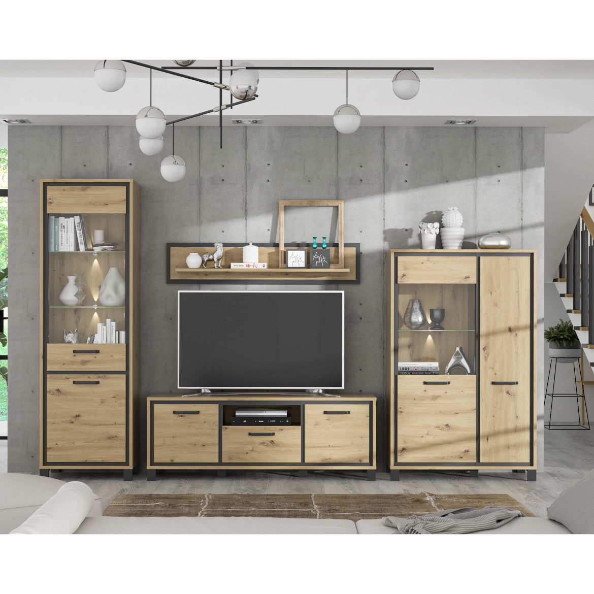 Trondheim zidna polica 140x23,4x29,6  natur (artisan hrast)