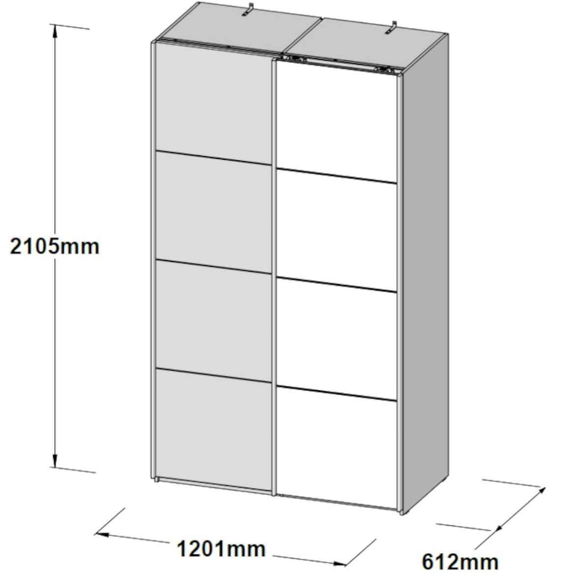 Ormar Sapporo 120x61,2x210,5 bela/ogledalo