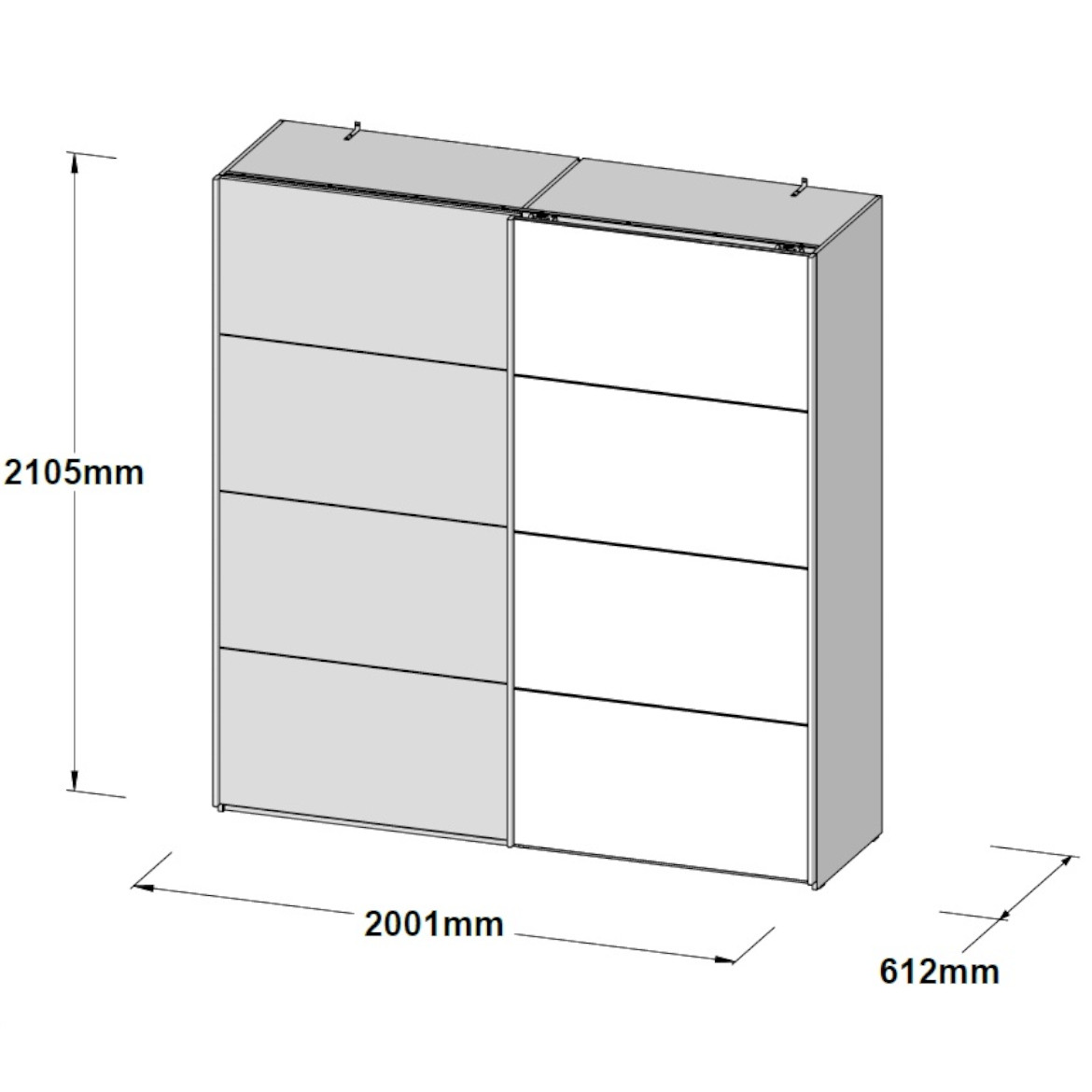 Ormar Sapporo 200x61,2x210,5 bela/ogledalo