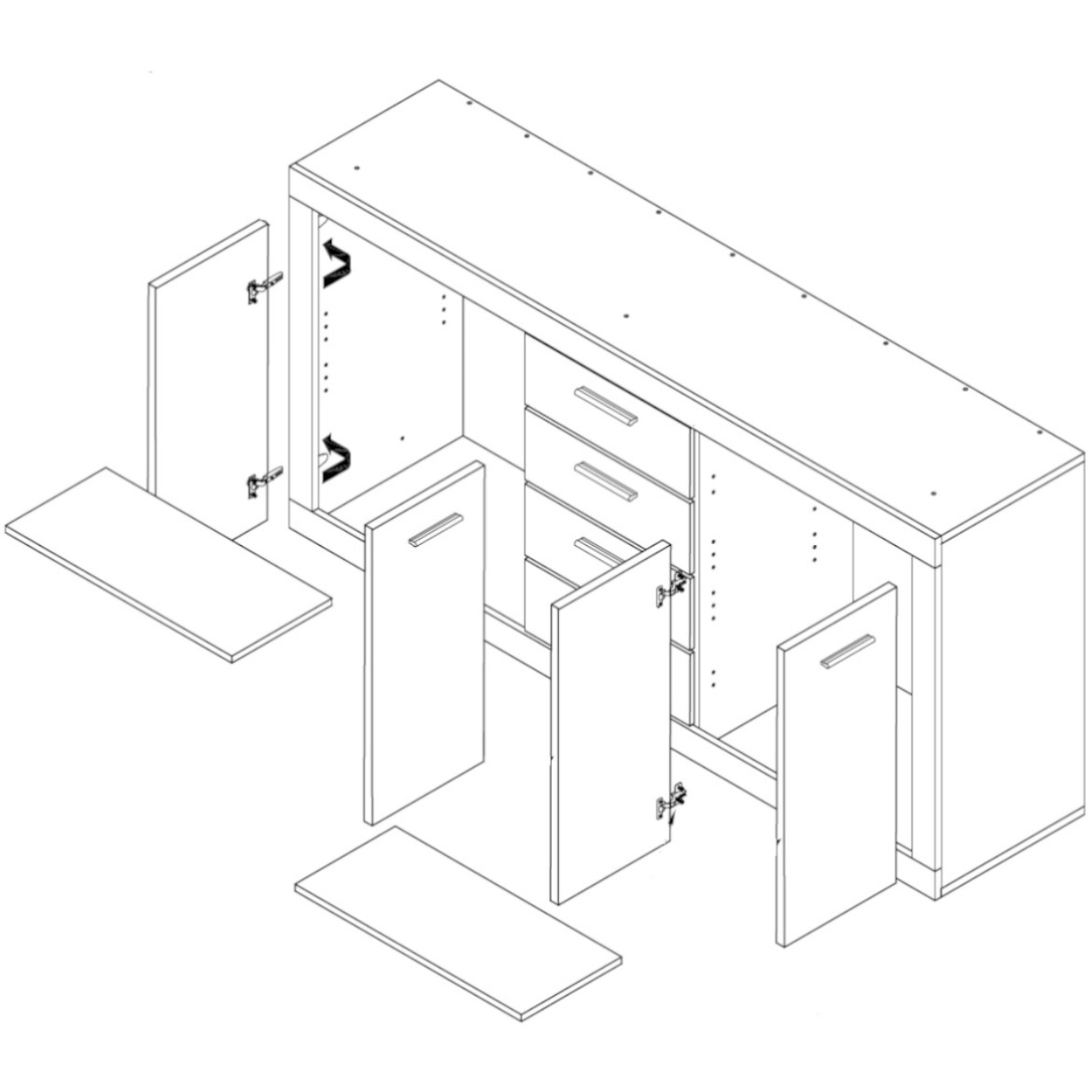 Cava komoda 4 vrata + 4 fioke 197,5x36,3x94,4 cm bela/natur (sonoma hrast)