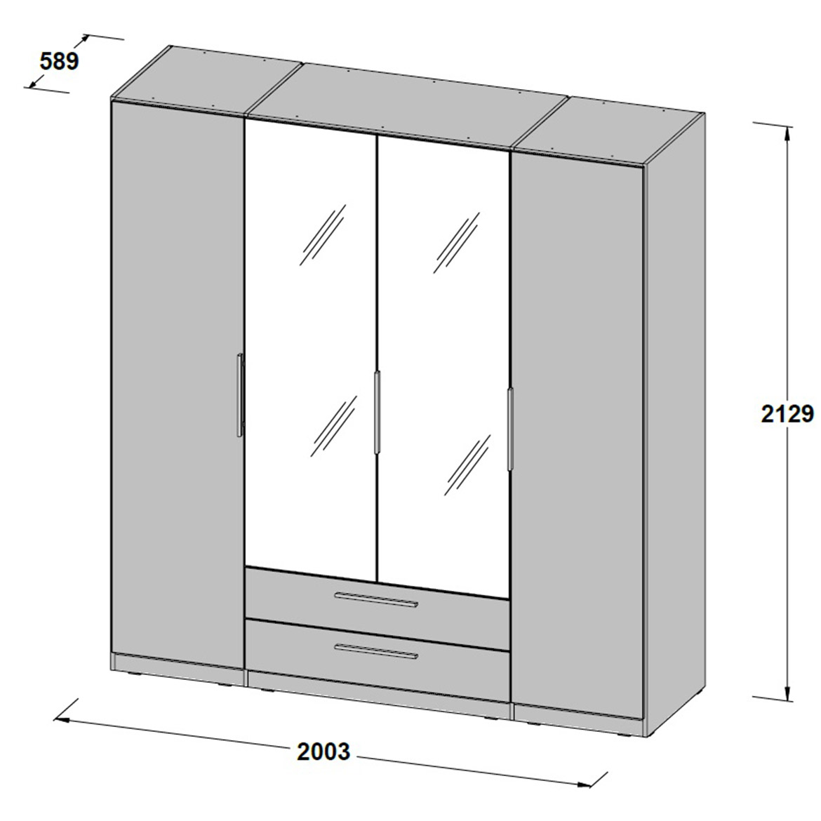 Ormar Cadixo 4 vrata + 2 fioke 200,3x59x213 sonoma