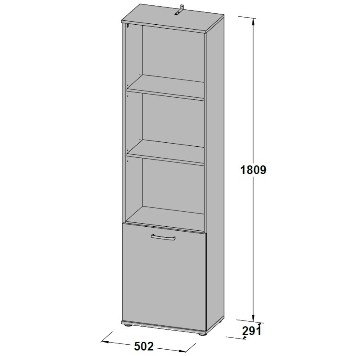 Niko polica 1 vrata+3 otvora 50x29x181 natur (sonoma hrast)