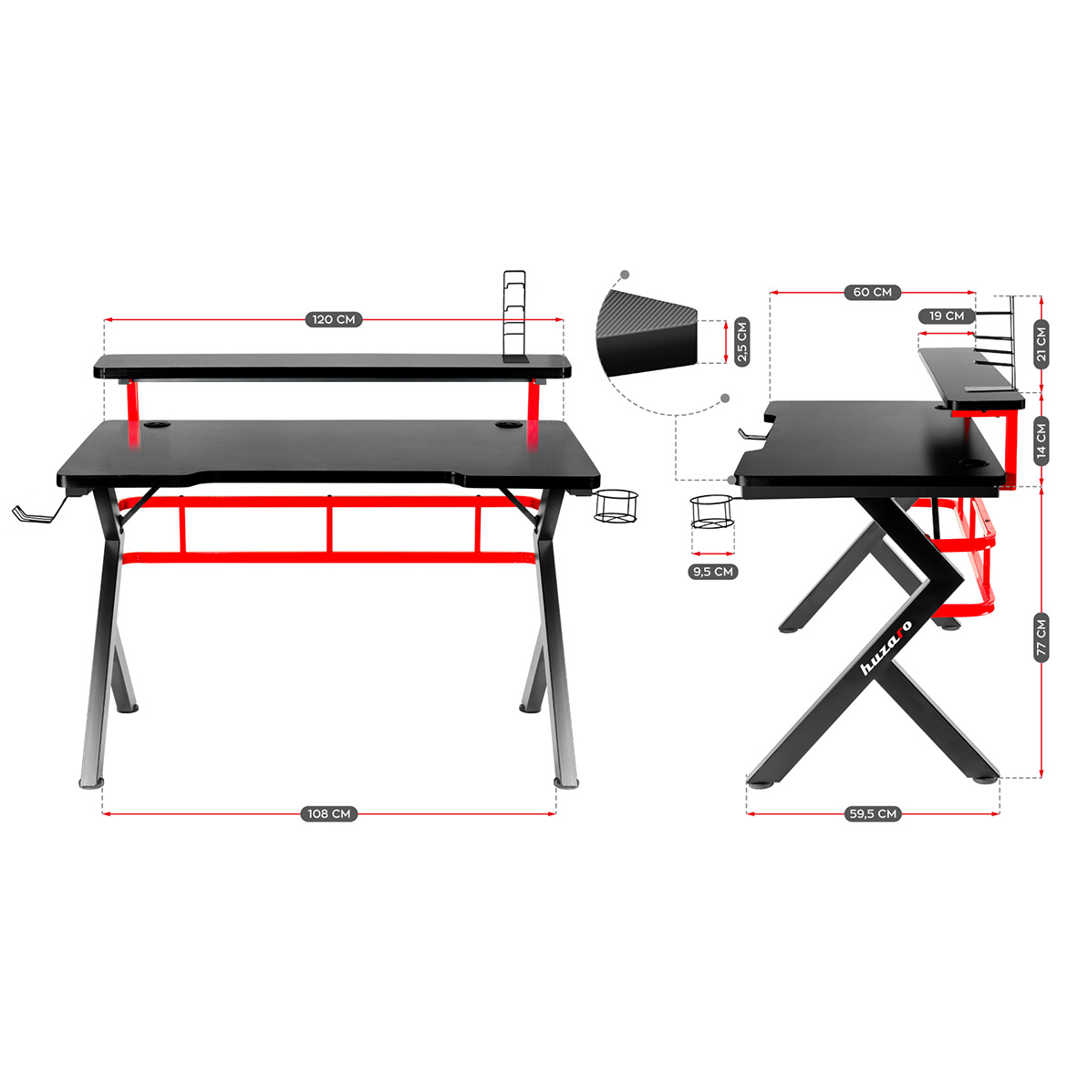 Hero gaming sto 120x60x100 cm crno/crveni