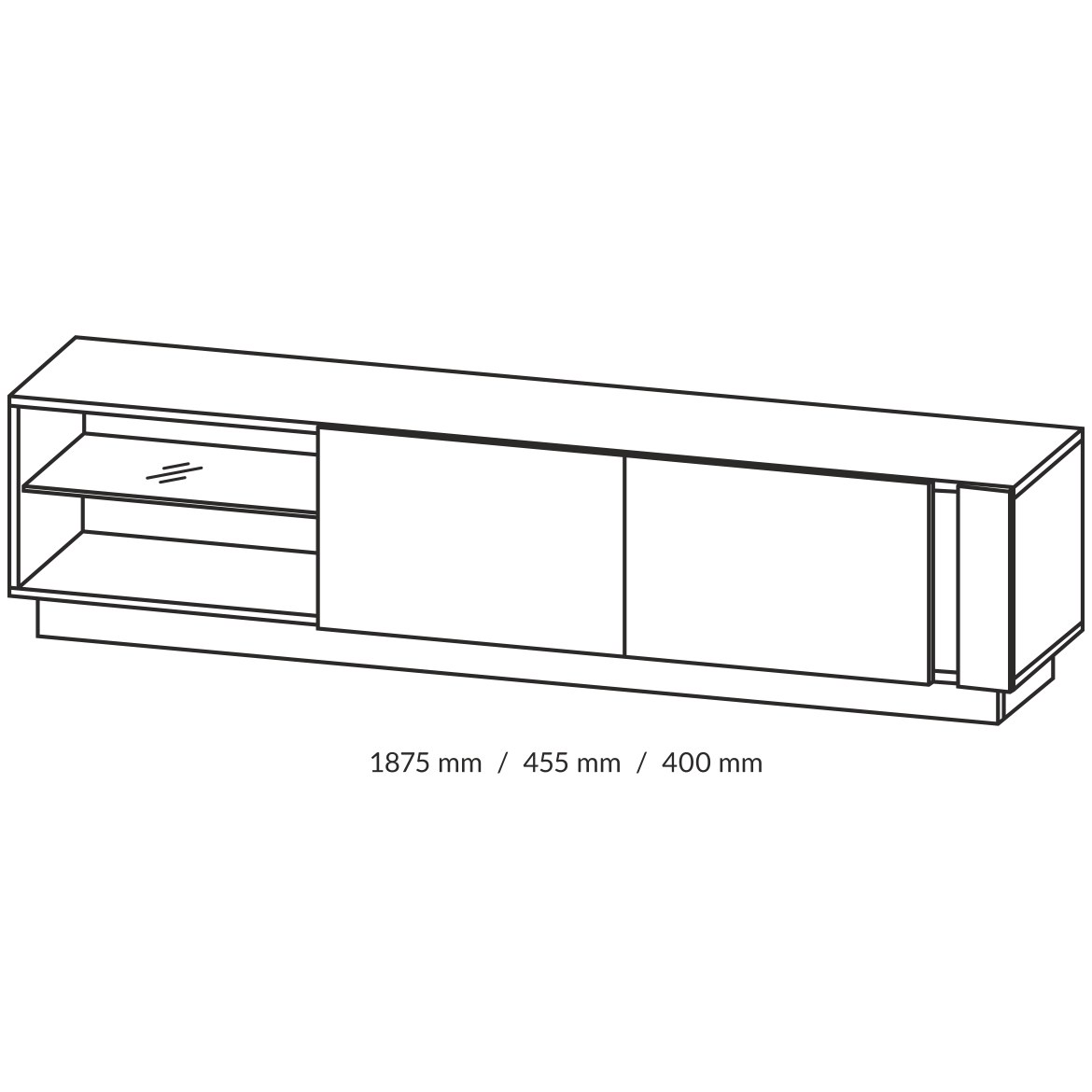 Arco TV komoda 2 vrata + 1 polica 187,5x45,5x40 zanatski hrast / siva