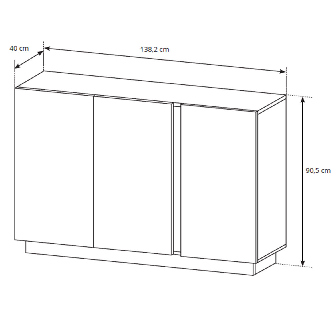 Arco komoda 3 vrata 138,2x40x90,5 natur (artisan hrast)/ siva