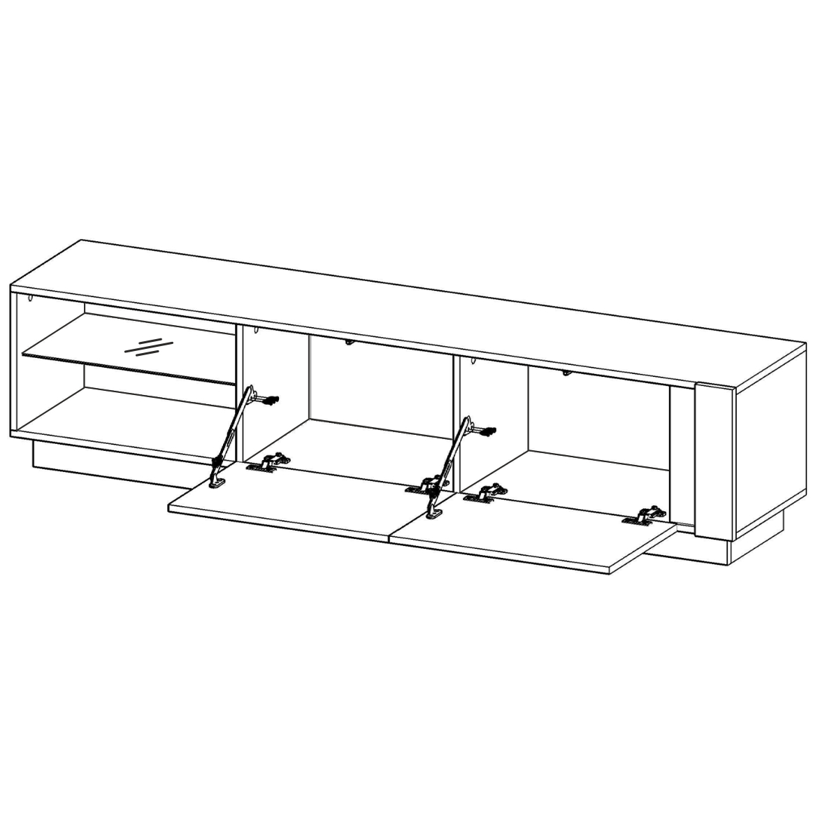 Arco TV komoda 2 vrata + 1 polica 187,5x45,5x40 bela visoki sjaj/natur