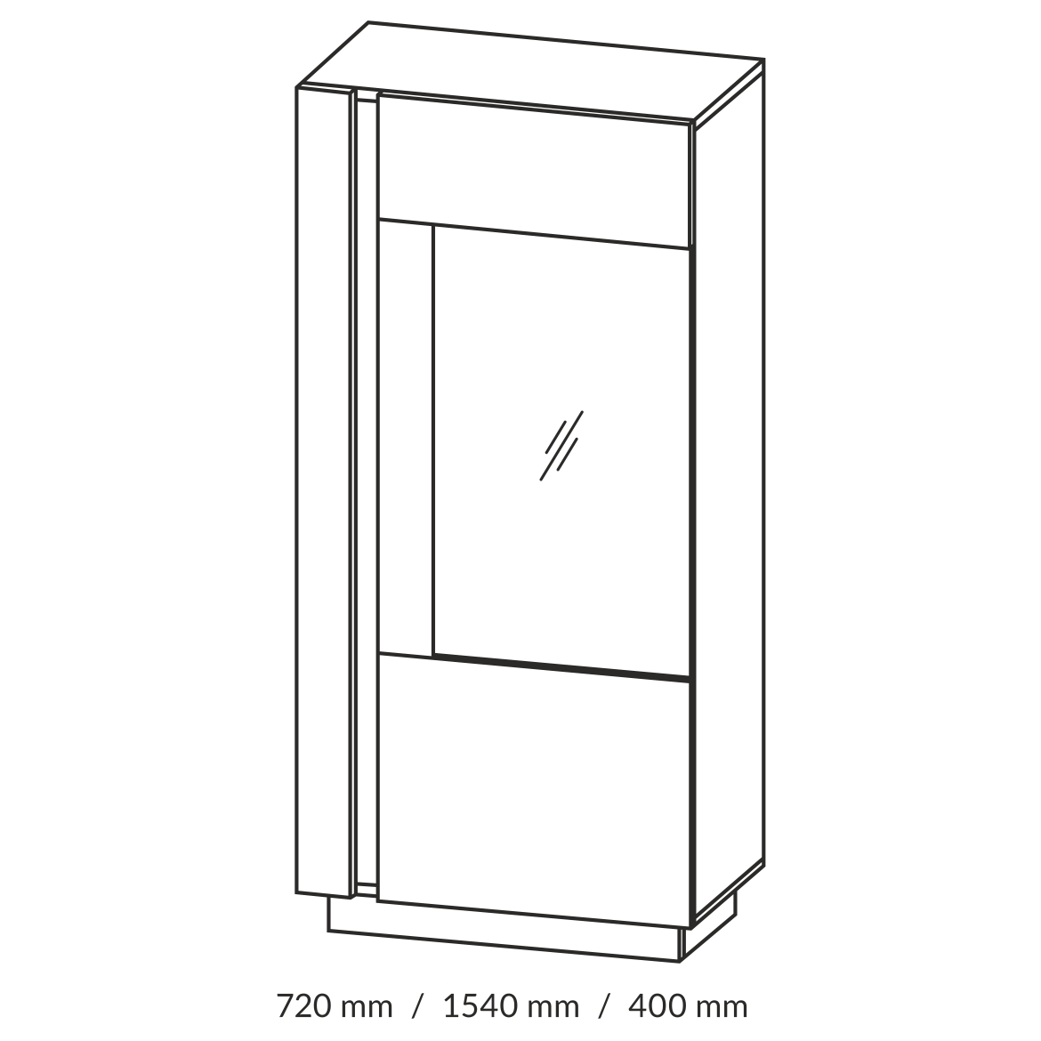 Arco vitrina 1 vrata 72x40x154 bela sjaj/natur