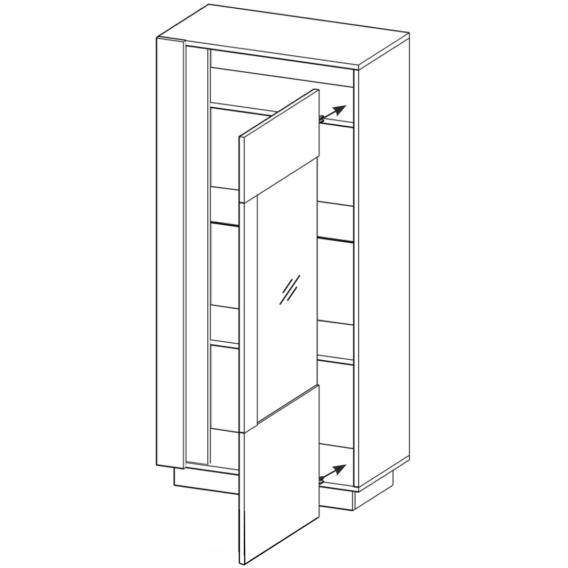 Arco vitrina 1 vrata 72x40x154 bela sjaj/natur